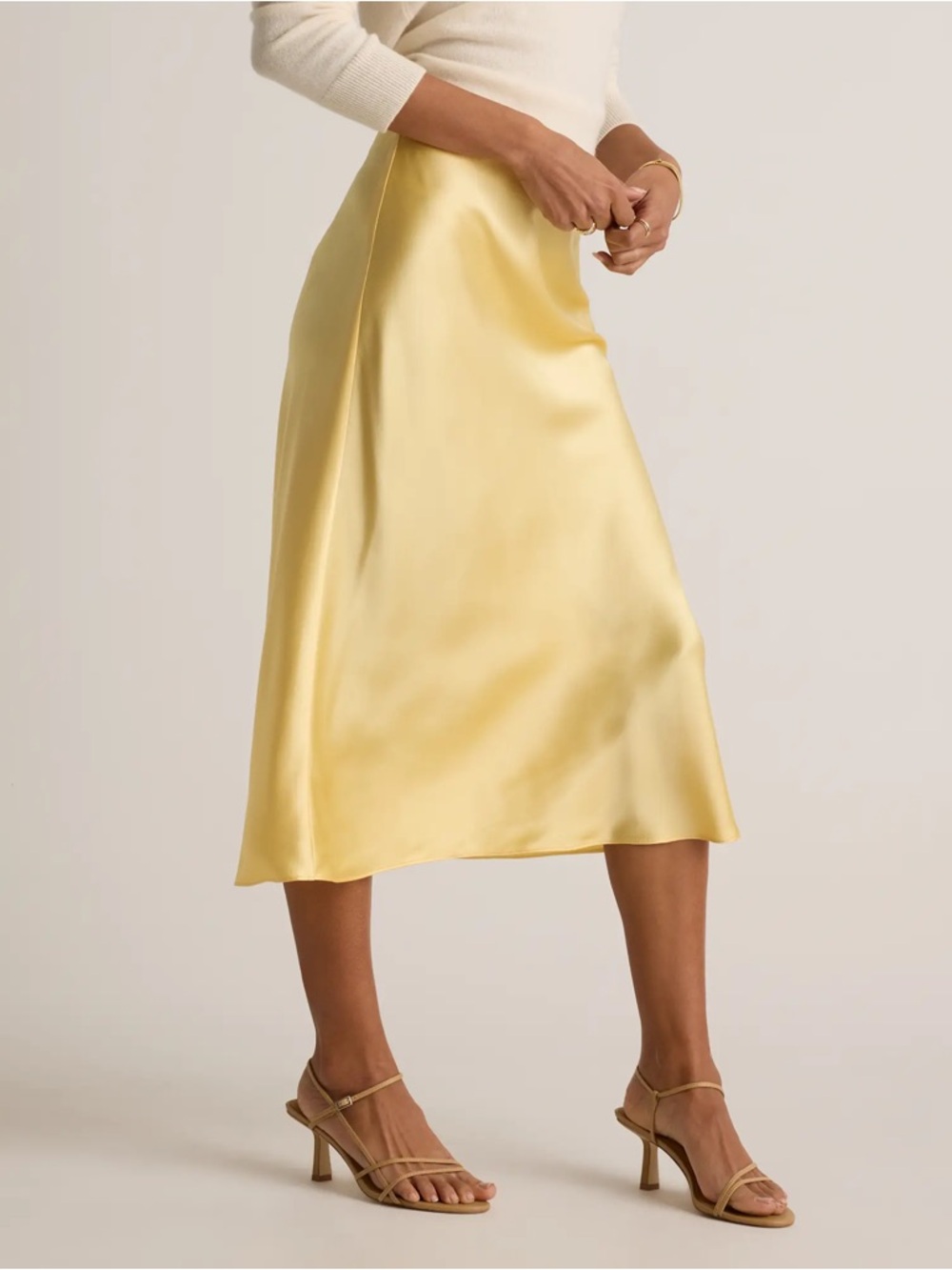 Quince Silk Skirt Midi in Yellow - Picture 4 of 9